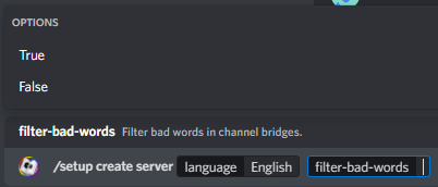 Filter-bad-words option screenshot