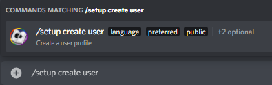 user setup command screenshot